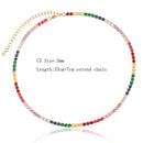 Sexy Short Sparking Rainbow Tennis Chain Chocker Necklace With AAA+ CZ Fashion Personality Women Collar Jewellery bijoux femme