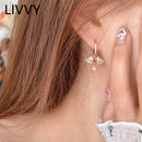 LIVVY Silver Color Earrings Pink heart shaped crystal zircon Angel's Wings  for Women Charm Trendy  Jewelry Earrings