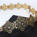 Sunspicems Moroccan Caftan Belt for Women Wedding Dress Body Jewelry Gold Color Metal Waist Chain Adjustable Length Bride Gift