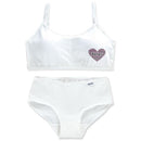 Teens Girls Sports Bra Puberty Gym Underwear Wireless Teenager Girls Sport Bra with Briefs Cotton Young Girls Training Bra Set