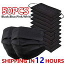 Masks 3-layer Mask Face Masks Melt Blown Cloth Disposable Anti-Dust Protective Masks Earloops Mouth Mask Black Mascarillas