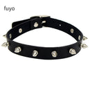 Punk Black Bell Lock PU Leather Necklaces for Women Cosplay Rock Geometry Rivet Collar Choker Necklaces Festival Jewelry