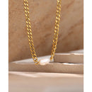 Yhpup Stainless Steel Natural Pearl Necklace Luxury Jewelry Real Golden Texture for Women Charm Metal цепочка на шею женская