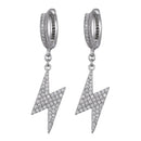 Hip Hop 1Pair Iced Zircon Lighting Earring Gold   Color Micro Paved AAA+ Bling CZ Stone Earrings For Men Jewelry