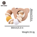 Let's Make Wooden Rattle Teether Baby Toys Engraved Wood Beads Hexagon Teether Silicone Beads 12Mm Tiny Rod Baby Crib Rattle
