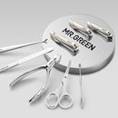 MR.GREEN Manicure Set With Morandi Grey Top-Grade Full Grain Cow Leather Packaging Nail Clipper Kits Perfect Gift Friends Family