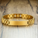 Vnox Gold Tone Stainless Steel Mens ID Bracelets Free Engraving Laser Name Date Customize Gift
