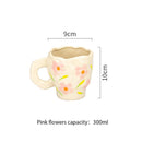 Hand-painted Flower Ceramic Coffee Cup Home Office Mug With Saucer Breakfast Milk Juice Tea Handle Cup Gift Microwave Safe