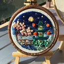 Mini Flower Pattern Embroidery Kit with Hoop for Beginner Needlework Kits Cross Stitch Sewing Art Craft Painting Home Decoration