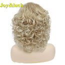 Joy&luck Short Curly Wig Synthetic Hair Wigs Gold Mix Blonde Color Women's Full Wig with Bangs Natural Daily Hair Style