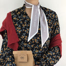 Luna&Dolphin Women Narrow Long Scarf 100x6cm Chic French Gentle Elegant Chiffon Silk Tie Letter Print Bag Ribbon Headband Choker