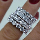 2023 New Arrivals Luxury Princess Emerald Cut 925 Sterling Silver Eternity Band Ring for Wedding Women Party Gift Jewelry