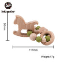 Let's Make Wooden Rattle Teether Baby Toys Engraved Wood Beads Hexagon Teether Silicone Beads 12Mm Tiny Rod Baby Crib Rattle