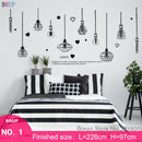 226*97cm Black Chandelier Wall Stickers Light Bulb Home Decor for Living Room Bedroom Art DIY Vinyl Wall Decals Removable