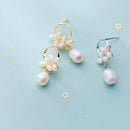 Modian Authentic 925 Sterling Silver Pearl Flower Shape Earring for Women Luxury Gold Color Hoop Earring Fine Jewelry Brincos