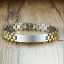 Vnox Gold Tone Stainless Steel Mens ID Bracelets Free Engraving Laser Name Date Customize Gift