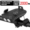 4in1 Bicycle Light USB Charging Lighting Cycling Phone Holders & LED Headlight Horn Bell MTB Power Bank for Bike Accessories