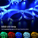 LED灯条，超长RGB 5050 LED灯带，带遥控器，彩色变换灯带，带12V电源适配器，适用于卧室