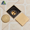 Rozin Brushed Gold Floor Drains 10*10cm Invisible Bathroom Floor Drain Matte Black Square Shower Deodorant Waste Drain Strainer