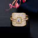 CWWZircons Monaco Luxury 585 Gold Color Green CZ Promise Ring for Women Wedding Engagement Dubai Punk Bridal Finger Rings R148