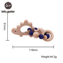 Let's Make Wooden Rattle Teether Baby Toys Engraved Wood Beads Hexagon Teether Silicone Beads 12Mm Tiny Rod Baby Crib Rattle
