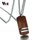 Vnox Top Rosewood Men Necklace Unique Qualified Wooden Pendants & Necklaces Stainless Steel Jewelry Adjustable Chain 22-24"