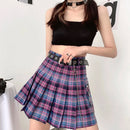 Harajuku Plaid Skirt Women Punk y2k High Waist Mini Tennis Skirts Uniform Chain Pocket A-line Streetwear Vintage Free Belt