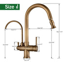 The Twofold Tap | Rozin 2-in-1 Filtered Kitchen Faucet in Antique Brass