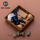 Let‘s Make 1 Set Baby Teether Toys Pacifier Clips Chain Beech Wooden Rattles Bunny Ear Bracelet Baby Gift For Children‘s Product