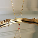 925 Sterling Silver Simple  Heart Crystal Pendant Necklace Women Light Luxury Double Clavicle Chain Jewelry