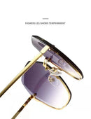 2022 New Fashion Brand Design Vintage Rimless Pilot Sunglasses Women Men Retro Cutting Lens Gradient Sun Glasses Female UV400