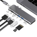 USB 3.1 Type-C 集线器转 HDMI 适配器 4K Thunderbolt 3 USB C 集线器，带 Hub 3.0 TF SD 读卡器插槽 PD 适用于 MacBook Pro/Air 2018 - 2020