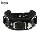 Punk Black Bell Lock PU Leather Necklaces for Women Cosplay Rock Geometry Rivet Collar Choker Necklaces Festival Jewelry