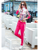 Women's Casual Sports Suits 2022 Spring Print Jacket+Lenght Pants Two Sets Lady Sportswear Suit Tracksuits Set 2PCS 6XL W03