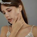 bamoer Genuine 925 Sterling Silver Geometric Chain Ring Finger Rings for Women Wedding Band Engagement Statement Jewelry BSR145