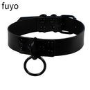 Punk Black Bell Lock PU Leather Necklaces for Women Cosplay Rock Geometry Rivet Collar Choker Necklaces Festival Jewelry