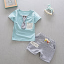 New Summer Newborn Baby Boys Clothes Children Gentleman Tie T-shirt Shorts 2Pcs/Set Toddler Cotton Girls Clothing Kids Tracksuit
