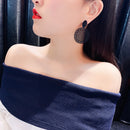 2019 新款韩版个性黑色圆环气质镂空图案吊坠耳环女