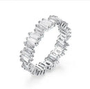 2023 New Arrivals Luxury Princess Emerald Cut 925 Sterling Silver Eternity Band Ring for Wedding Women Party Gift Jewelry