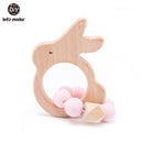 Let's Make Wooden Rattle Teether Baby Toys Engraved Wood Beads Hexagon Teether Silicone Beads 12Mm Tiny Rod Baby Crib Rattle