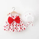 Melario Children's Clothing Baby Girl Clothes Summer Party Clothing for Girls Dress Cherry Dot Princess Dresses Bow Hat Outfits