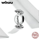 WOSTU 100% 925 Sterling Silver Chocolate Cake Charm Biscuit Candy Bead Enamel Pendant Fit Original Bracelet Necklace Jewelry