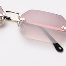 Peekaboo men rectangle sunglasses rimless octagonal small glasses women metal gold polygon blue brown 2021 uv400 frameless