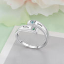 Personalized Women Rings with Birthstone Custom 2 Names Engraved Adjustable Promise Rings for Couples Jewelry(JewelOra RI103934)