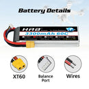 HRB 锂聚合物电池 3S 4S 6S 3300mAh 7.4V 11.1V 14.8V 18.5V 22.2V 60C 120C 带 EC5 XT60 连接器 适用于 FPV 四轴飞行器 直升机