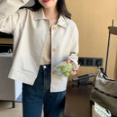 秋冬女式外套 长袖翻领单排扣女士夹克 韩版时尚优雅休闲大衣