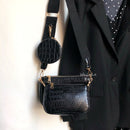 בציר תנין נשים כתף תיק יוקרה מעצב רחב רצועת Crossbody תיק שרשרת קלע תיק עור מפוצל גבירותיי 3 תיק סט ארנק