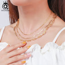 ORSA JEWELS 6mm 9mm 12mm Sizes Paperclip Link Chain Necklace 925 Sterling Silver 14k Gold Chain Man Woman Necklaces as Gift SC39