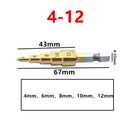3-12mm 4-12mm 4-20mm HSS直槽阶梯钻头镀钛木材金属开孔器取芯钻孔工具套装