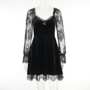 Mall Gothic Emo Jacquard A-line Dresses Goth dress Elegant Grunge Ruched Bandage Partywear Punk Black Women Halloween Club Dress